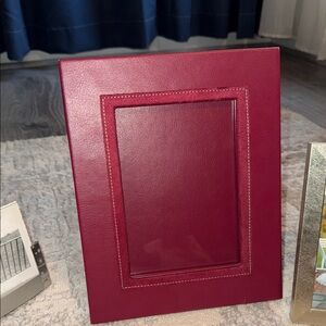 Swing Brand Burgundy “Ralph Lauren Christmas” Suede & Leather Look Picture Frame